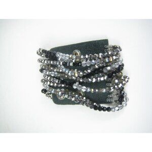 Nakamol Beaded Wrap Bracelet Snap Closure Multi Strand Faceted Beaded Biker